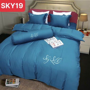 BỘ DRAP LỤA COTTON 1 MÀU SKY SILk