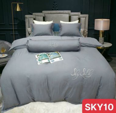 BỘ DRAP LỤA COTTON 1 MÀU SKY SILk