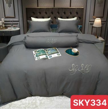 BỘ DRAP LỤA COTTON 1 MÀU SKY SILk